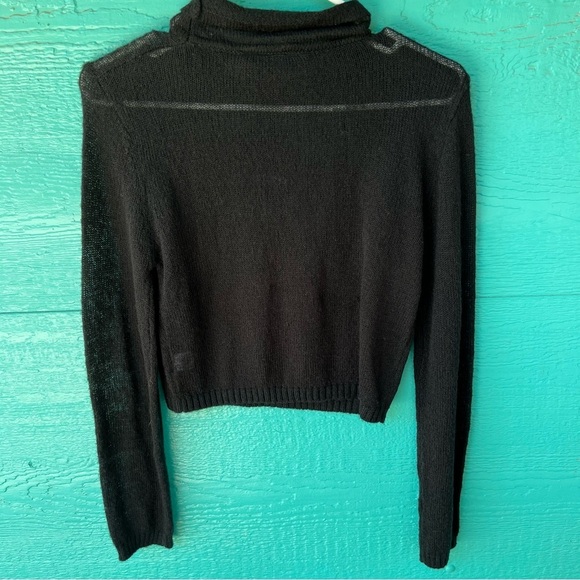 FAIRY CORE BLACK SOFT OPEN KNIT SWEATER WITH EMBROIDERED BUTTERFLY SZ MEDIUM NWT - Picture 6 of 6
